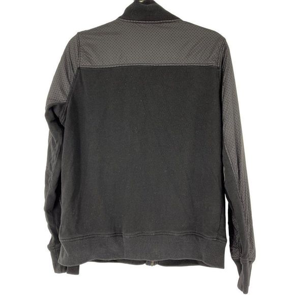 Mens Guess Sweatshirt Full Zip Perf Mixed Media stand Collar M 3072 Terry Black - Picture 6 of 10